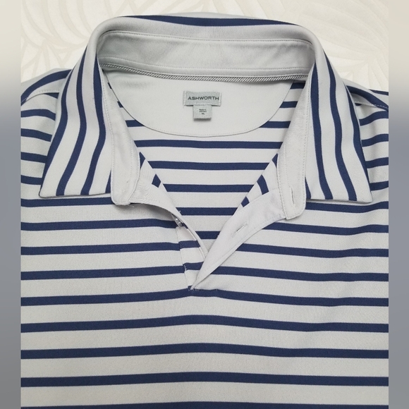 Ashworth Mens Golf Shirt Size XL Blue and Grey - Picture 2 of 7